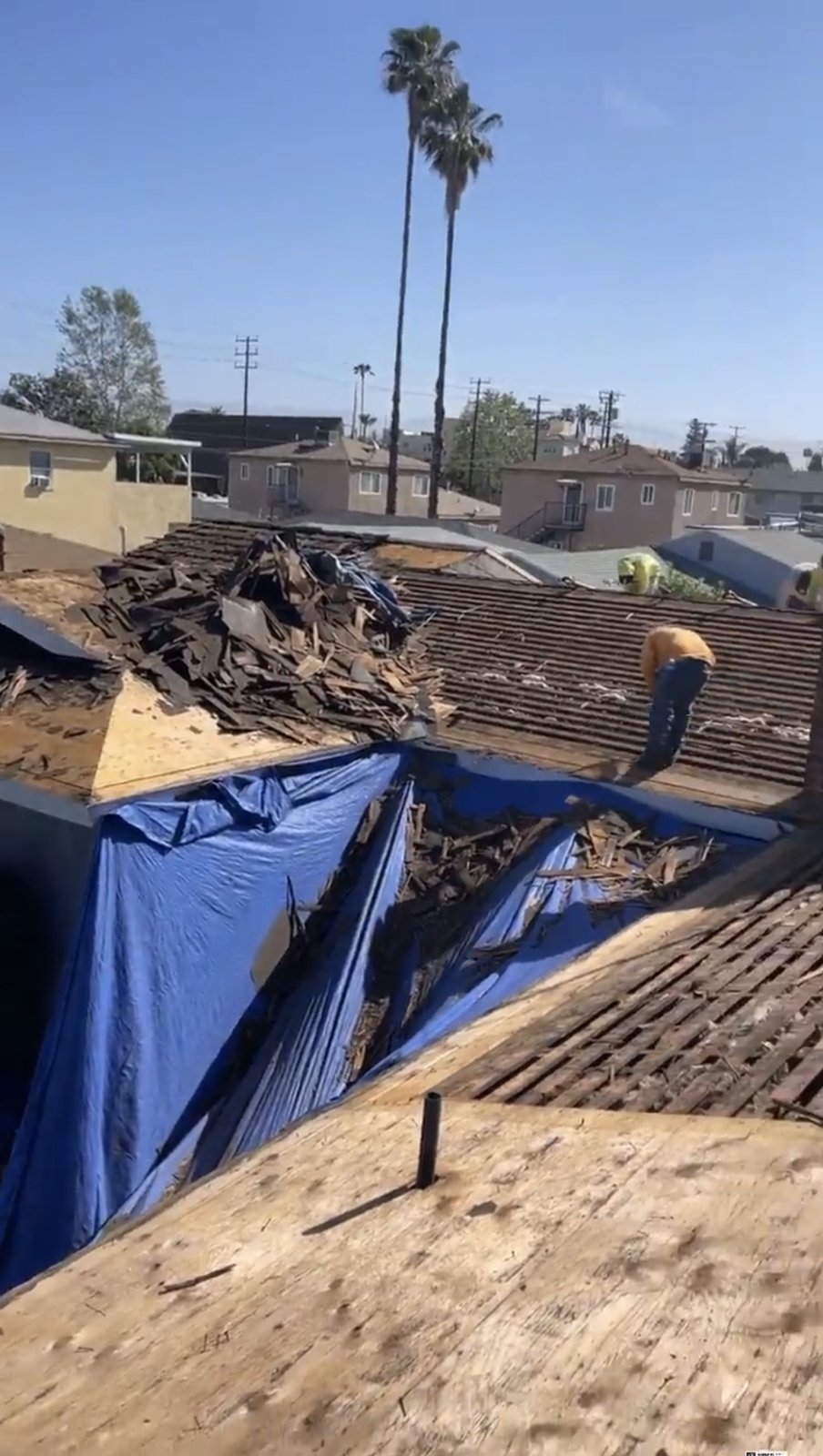 Sherman Oaks roof replacement — Removal and site protection