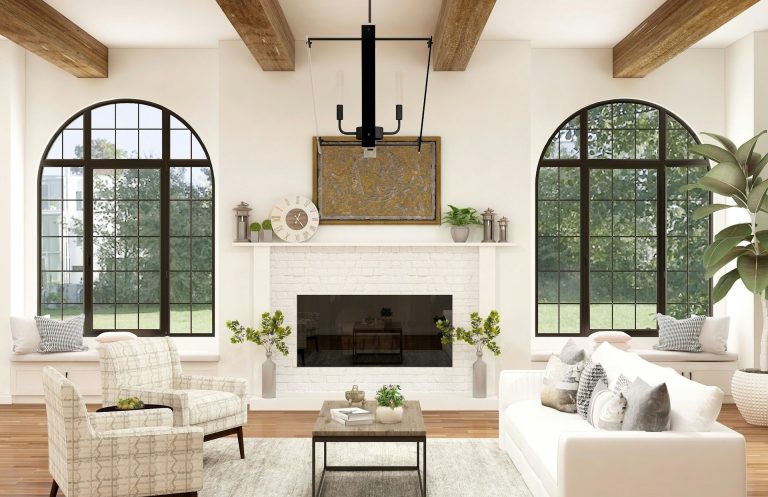 Interior home renovation with updated kitchen, flooring, finishes, and open living space