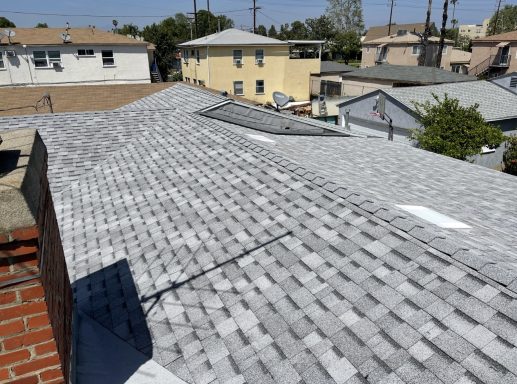 Completed Owens Corning Roofing System Completed Owens Corning roofing system with new gray architectural asphalt shingles
